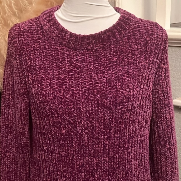 Talbots Chenille Sweater Womens Medium Purple Chunky Knit Size Small - Picture 3 of 8